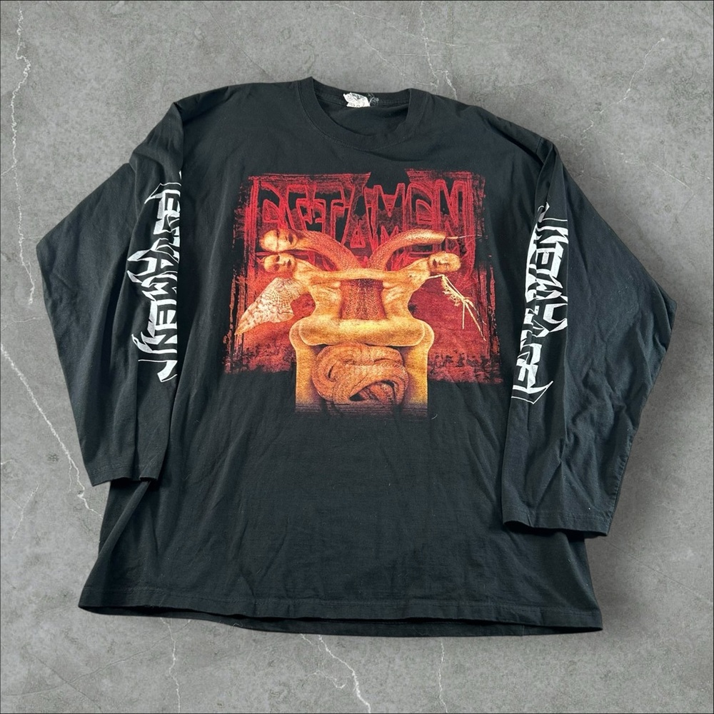 Vintage Testament Shirt Mens XXL‎ Black Riding The Snake Tour 2000 Long Sleeve